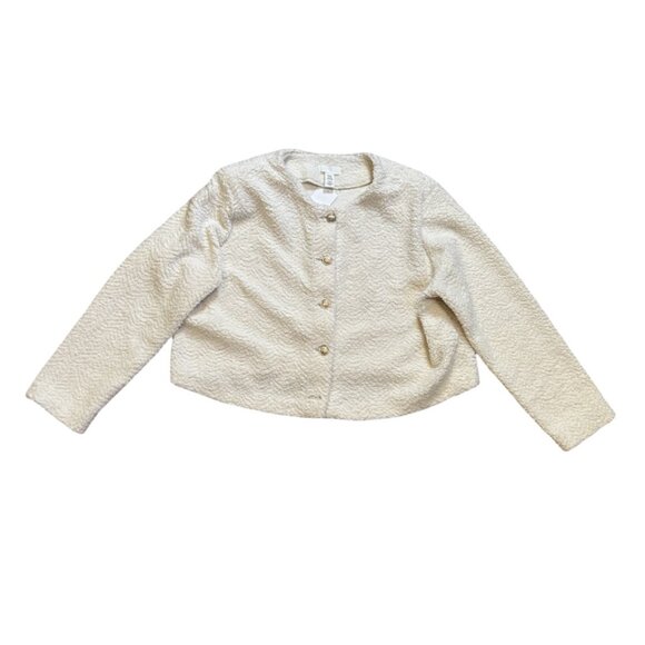 H&M Jackets & Blazers - H&M Womens Boucle Jacket Cardigan XXL Cream Teddy Fleece Shacket Long Sleeve